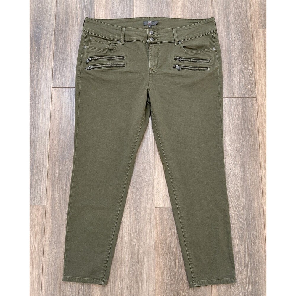 Torrid Super Soft Jegging Womens 20R Olive Green Skinny Zip Pocket Pants